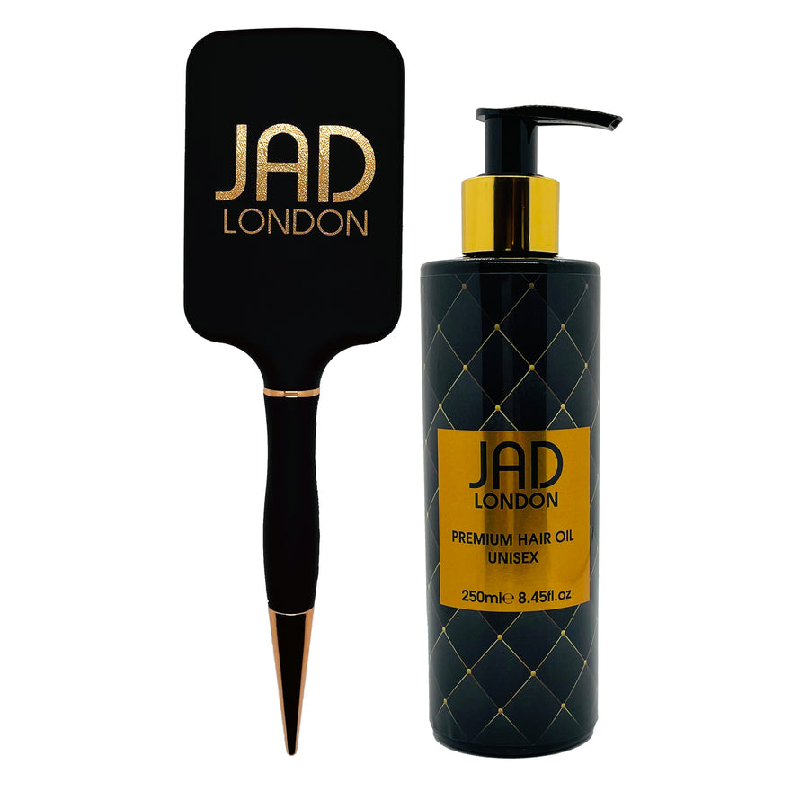 Jad London Premium Square Paddle Brush & Hair Oil Unisex 250ml Bundle Pack